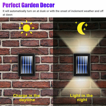 Solar 2 LED Φωτιστικό τοίχου Led Φώτα Καταστρώματος Εξωτερικού Αδιάβροχο Πάνω και Κάτω Φωτεινό Φωτιστικό Φράχτη Φωτιστικά τοίχου για κηπουρική