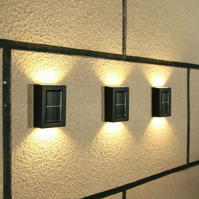 Solar 2 LED LED fali lámpa fedélzeti lámpák kültéri vízálló felfelé és lefelé világító világítás kerítés lámpa fali lámpák kertészethez