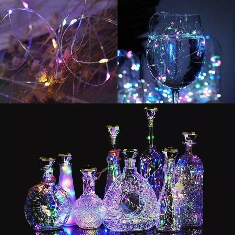 2M 20 LED vīna pudeles saules gaismas saules gaismas stīgu gaismas āra pasaku gaismas ar baterijām darbināmas ūdensizturīgas saules korķa gaismas