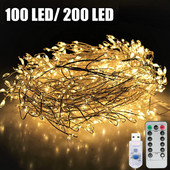 Peardes LED stīgu gaismas Ūdensizturīgas tālvadības pults Garland Cluster Fairy Lights Kāzu ballīte Ziemassvētku mājas rotājumi