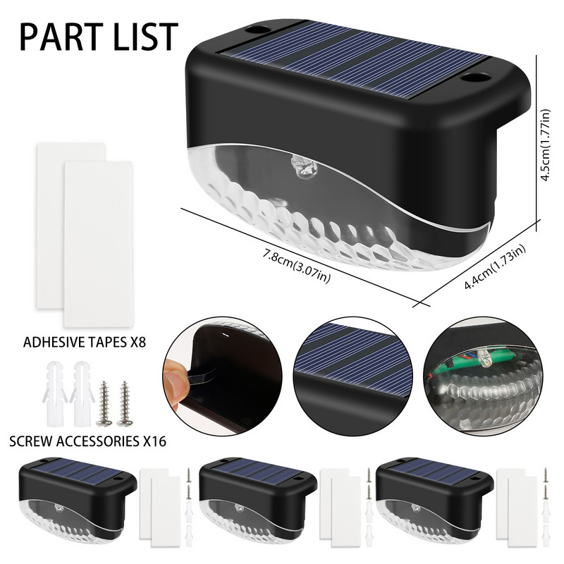 4 gab Saules LED gaisma āra dārza apgaismojumam IP65 āra dārza apgaismojuma saules bateriju lampa silta gaisma ar saules enerģiju darbināma dekoratīvā gaisma