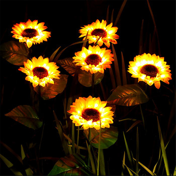 Слънчеви светлини за градински колове Външни слънчогледови светлини LED слънчеви светлини за вътрешен двор морава градински двор декорация на пътека