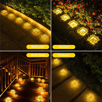 Solar Brick Ice Cube Lights Outdoor Waterproof Sunlight Paver Path Lights Lamp For Garden Courtyard Pathway Christmas Festival