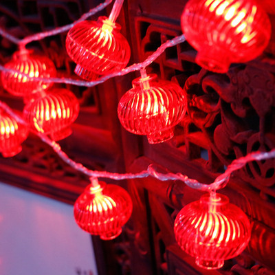 LED svētku gaismas USB uzlāde Tradicionālā ķīniešu sarkanā laternas lampa Jaungada festivāla dekorēšanai vītnes stīgu nakts gaisma