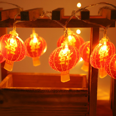 LED svētku gaismas USB uzlāde Tradicionālā ķīniešu sarkanā laternas lampa Jaungada festivāla dekorēšanai vītnes stīgu nakts gaisma