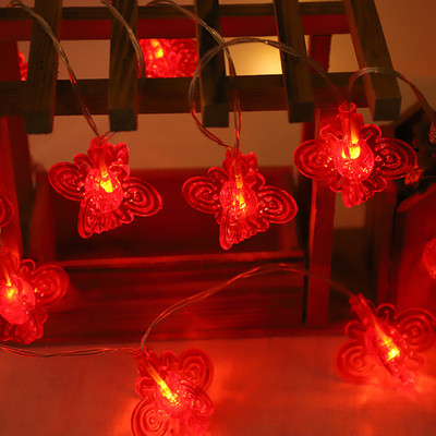 LED svētku gaismas USB uzlāde Tradicionālā ķīniešu sarkanā laternas lampa Jaungada festivāla dekorēšanai vītnes stīgu nakts gaisma