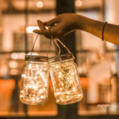 Saules pudeles burkas gaismas 2 m 20 LED stīgu feju ugunspuķes gaismas vāki, ieliktnis ar rokturiem iekšpagalma zāliena dārza dekorēšanai bez burciņām