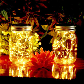 Φωτιστικά για βάζο ηλιακού μπουκαλιού 2m 20 Led String Fairy Firefly Lights Καπάκια με χερούλια για διακόσμηση κήπου κήπου βεράντας Χωρίς βάζα