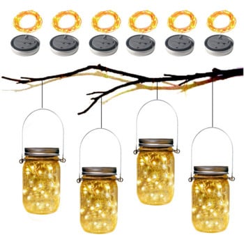 Φωτιστικά για βάζο ηλιακού μπουκαλιού 2m 20 Led String Fairy Firefly Lights Καπάκια με χερούλια για διακόσμηση κήπου κήπου βεράντας Χωρίς βάζα