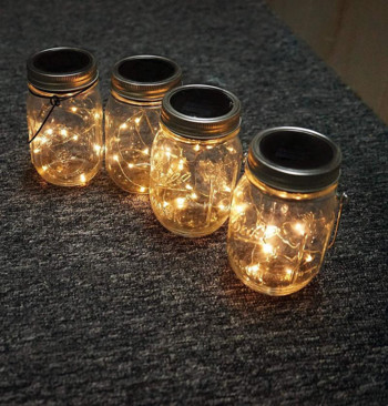 Φωτιστικά για βάζο ηλιακού μπουκαλιού 2m 20 Led String Fairy Firefly Lights Καπάκια με χερούλια για διακόσμηση κήπου κήπου βεράντας Χωρίς βάζα