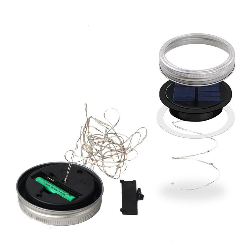 Saules pudeles burkas gaismas 2 m 20 LED stīgu feju ugunspuķes gaismas vāki, ieliktnis ar rokturiem iekšpagalma zāliena dārza dekorēšanai bez burciņām