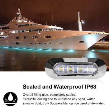 2PCS транец за морска лодка LED кърмова светлина Бяла LED задна лампа Аксесоар за яхта Бял 12-30V 6LED Водоустойчива странична габаритна светлина