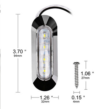 2 τεμάχια Marine Boat Transom LED Φως πρύμνης Λευκό LED πίσω φωτιστικό γιοτ Αξεσουάρ Λευκό 12-30V 6LED Αδιάβροχο πλαϊνό φως μαρκαδόρου