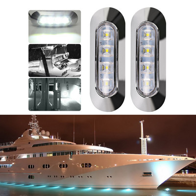 2 τεμάχια Marine Boat Transom LED Φως πρύμνης Λευκό LED πίσω φωτιστικό γιοτ Αξεσουάρ Λευκό 12-30V 6LED Αδιάβροχο πλαϊνό φως μαρκαδόρου