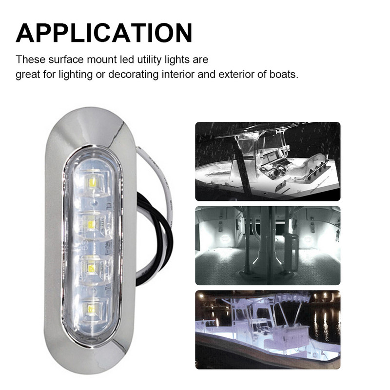 2 τεμάχια Marine Boat Transom LED Φως πρύμνης Λευκό LED πίσω φωτιστικό γιοτ Αξεσουάρ Λευκό 12-30V 6LED Αδιάβροχο πλαϊνό φως μαρκαδόρου