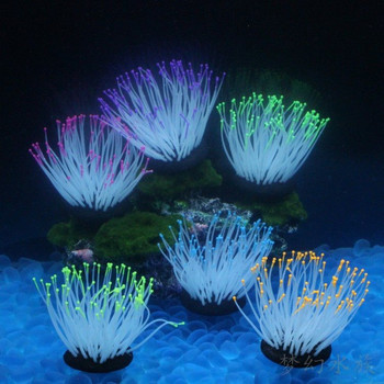 Силиконов светещ резервоар с изкуствени морски листа Светлина Аквариум Корал Растения Подводни светлини Домашни любимци Декор Гъба Изкуствен корал