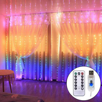 Φωτιστικό κουρτίνας 3M USB Rainbow String LED Fairy Garland Light for Holiday Party Χριστουγεννιάτικο Χριστουγεννιάτικο Φωτιστικό υπνοδωματίου