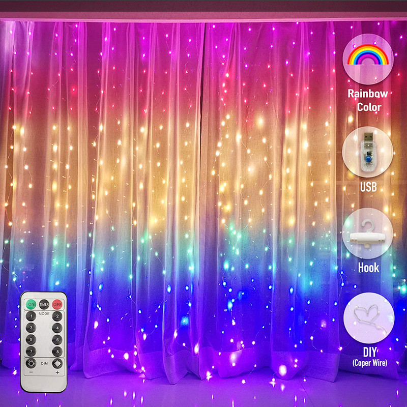 3M USB Rainbow String Light LED Fairy Girlland Light zavjese za blagdansku zabavu Novogodišnja božićna dekoracija Lampa za kućnu spavaću sobu