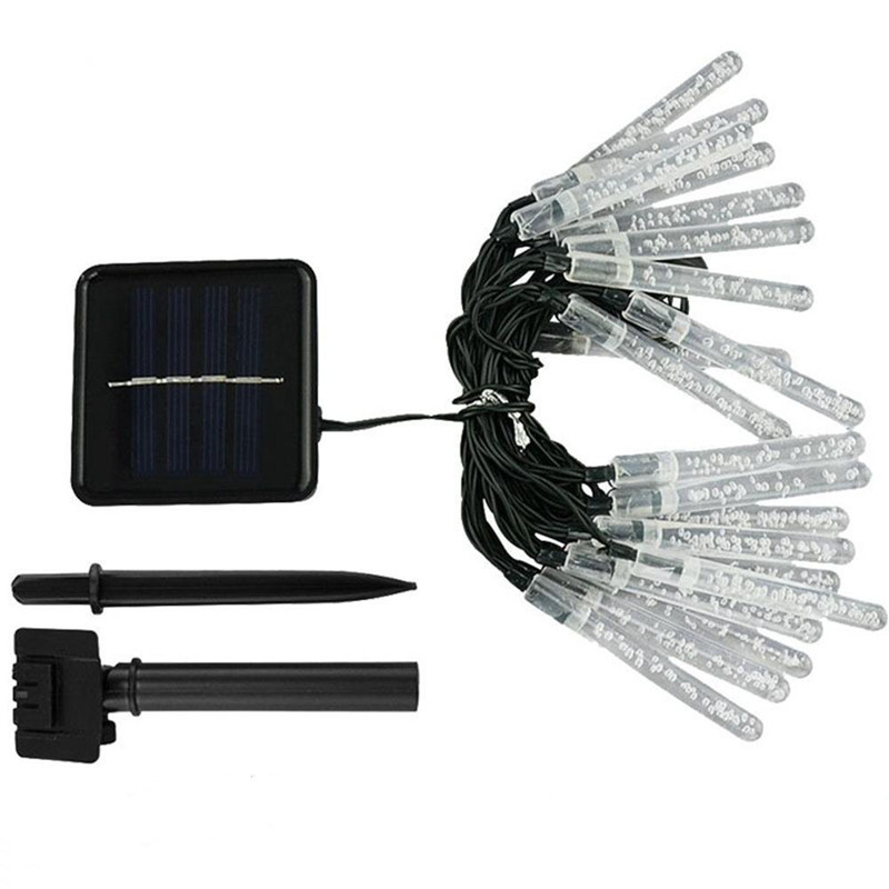 8M 40 LED napelemes fényfüzér jégcsap vízcsepp tündér fényfüzér kültéri vízálló kerti udvari napelemes lámpa