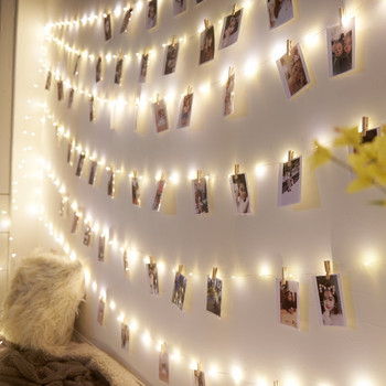 LED струнни светлини 5M/10M 3 цветни клипове за снимки Приказни светлини Външен гирлянд с батерии Коледна украса Парти Сватба Направи си сам