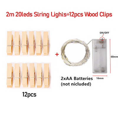 LED stīgu gaismas 5 M/10 M 3 krāsu foto klips Fairy Lights āra baterijām darbināms vītnes Ziemassvētku rotājums ballītei kāzu DIY