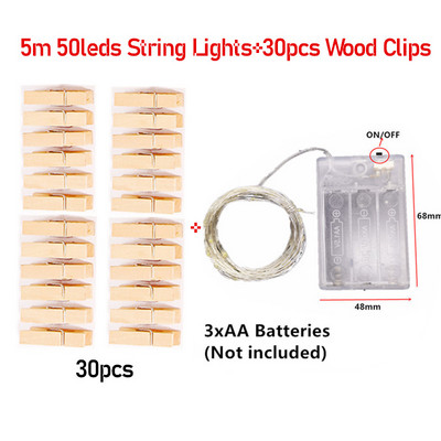 LED stīgu gaismas 5 M/10 M 3 krāsu foto klips Fairy Lights āra baterijām darbināms vītnes Ziemassvētku rotājums ballītei kāzu DIY