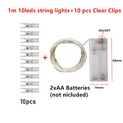 LED stīgu gaismas 5 M/10 M 3 krāsu foto klips Fairy Lights āra baterijām darbināms vītnes Ziemassvētku rotājums ballītei kāzu DIY