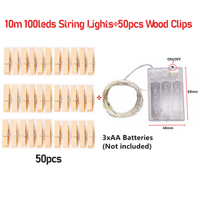 LED stīgu gaismas 5 M/10 M 3 krāsu foto klips Fairy Lights āra baterijām darbināms vītnes Ziemassvētku rotājums ballītei kāzu DIY