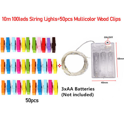 LED stīgu gaismas 5 M/10 M 3 krāsu foto klips Fairy Lights āra baterijām darbināms vītnes Ziemassvētku rotājums ballītei kāzu DIY