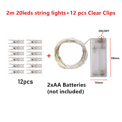 LED stīgu gaismas 5 M/10 M 3 krāsu foto klips Fairy Lights āra baterijām darbināms vītnes Ziemassvētku rotājums ballītei kāzu DIY
