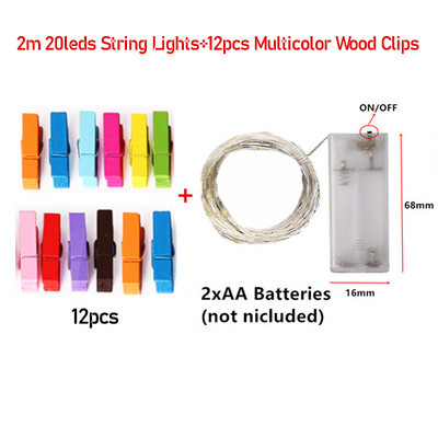 LED stīgu gaismas 5 M/10 M 3 krāsu foto klips Fairy Lights āra baterijām darbināms vītnes Ziemassvētku rotājums ballītei kāzu DIY