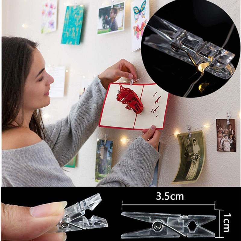 LED stīgu gaismas 5 M/10 M 3 krāsu foto klips Fairy Lights āra baterijām darbināms vītnes Ziemassvētku rotājums ballītei kāzu DIY