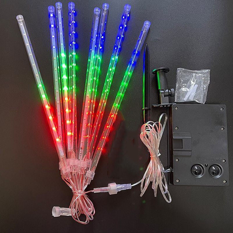 Solarna LED meteorska kiša Svjetlost za kišu Vodootporna vanjska svjetla Vijenci Ulični vijenci Ramazanska vjenčana dekoracija 8 cijevi 30 cm