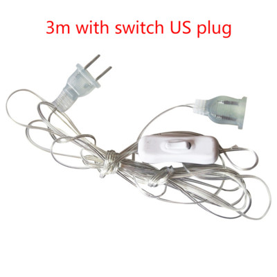 3 / 5 m-es hosszabbító vezeték 110-220V US / EU dugós hosszabbító kábel LED-füzérekhez karácsonyi koszorú esküvői parti függönylámpához