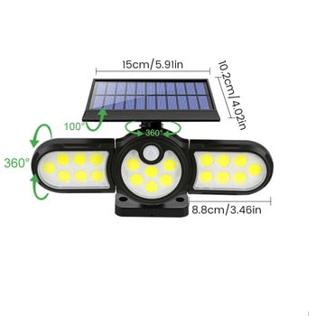 140 COB ηλιακά φώτα 3 Λειτουργίες IP65 Αδιάβροχο εξωτερικού χώρου εσωτερικού χώρου τοίχου Flood φωτισμός Ηλιακός λαμπτήρας Ευρύς φωτισμός Spotlights dropshiping