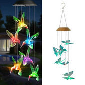 saules gaismas diodes āra gaisma Krāsu maiņa Ūdensnecaurlaidīgs vējzvans Kolibri Tauriņš Saules lampas Dekors Patio pagalma dārza nakts gaisma