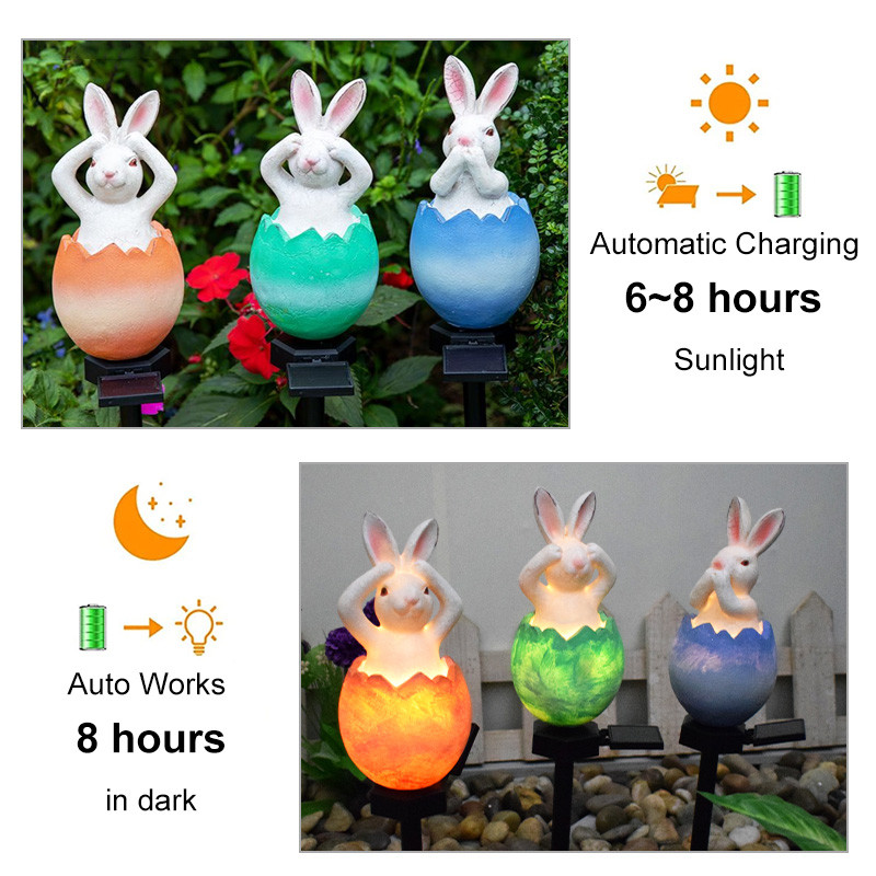 Solar Rabbit Egg Φωτιστικό γκαζόν Εξωτερικού κήπου Πασχαλινό ντεκόρ Φωτιστικό εδάφους LED Αδιάβροχο γρασίδι τοπίο αυλής