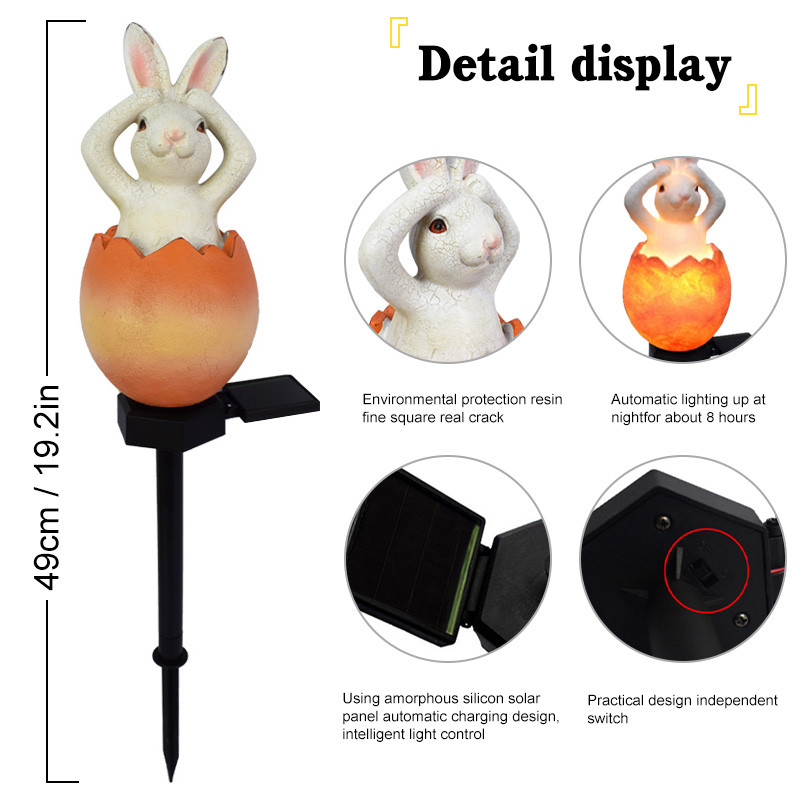 Solar Rabbit Egg Φωτιστικό γκαζόν Εξωτερικού κήπου Πασχαλινό ντεκόρ Φωτιστικό εδάφους LED Αδιάβροχο γρασίδι τοπίο αυλής