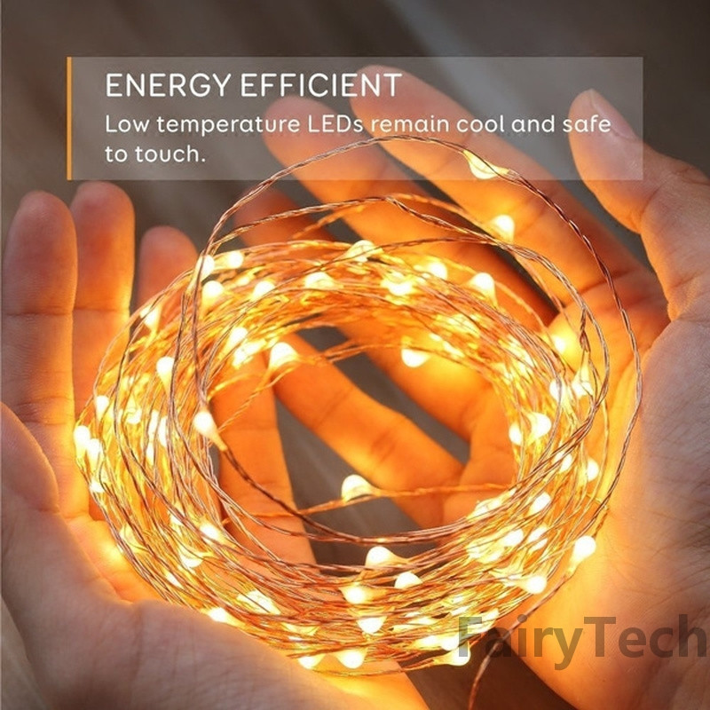20M 10M USB LED-füzér fények réz ezüst drót füzér fény vízálló tündérlámpák karácsonyi esküvői party dekorációhoz