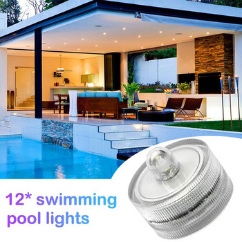 12 τμχ/παρτίδα Αδιάβροχα υποβρύχια Mini Led Lights Tea Light Υποβρύχια Led Λάμπα κεριών για Διακόσμηση Βάζου Γάμου Ενυδρείου H1d6