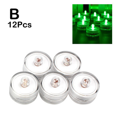 12 vnt / part Neperšlampami panardinami mini LED žibintai arbatos lemputė povandeninė led žvakių lempa, skirta akvariumo vestuvių vakarėliui, vazos dekorui H1d6