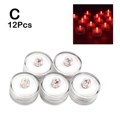 12 vnt / part Neperšlampami panardinami mini LED žibintai arbatos lemputė povandeninė led žvakių lempa, skirta akvariumo vestuvių vakarėliui, vazos dekorui H1d6