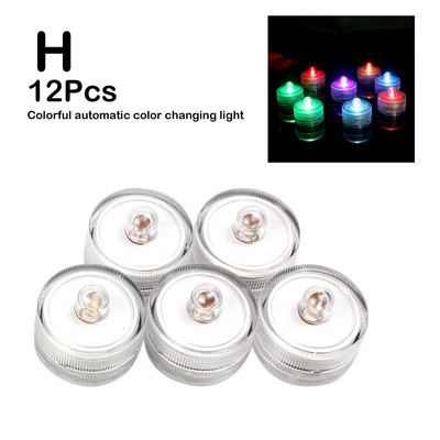 12 vnt / part Neperšlampami panardinami mini LED žibintai arbatos lemputė povandeninė led žvakių lempa, skirta akvariumo vestuvių vakarėliui, vazos dekorui H1d6