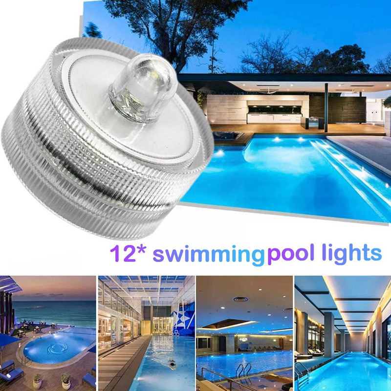 12 vnt / part Neperšlampami panardinami mini LED žibintai arbatos lemputė povandeninė led žvakių lempa, skirta akvariumo vestuvių vakarėliui, vazos dekorui H1d6
