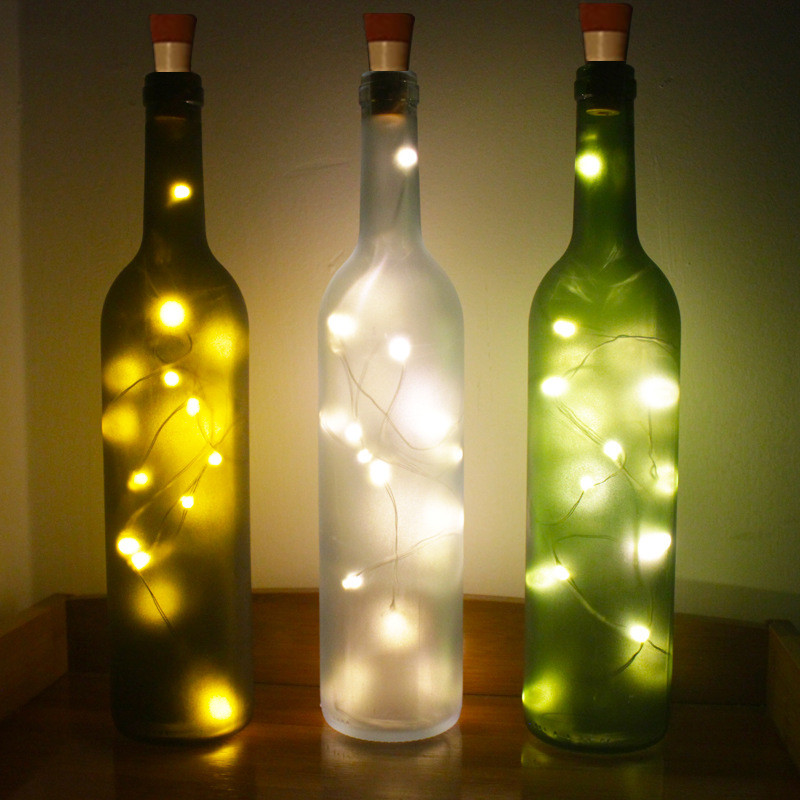LED vīna pudeļu apgaismojums ar korķi, USB uzlādējams vīna pudeļu apgaismojums 2M 20 LED korķa gaismas vara stieple DIY zvaigžņotās pasaku gaismas
