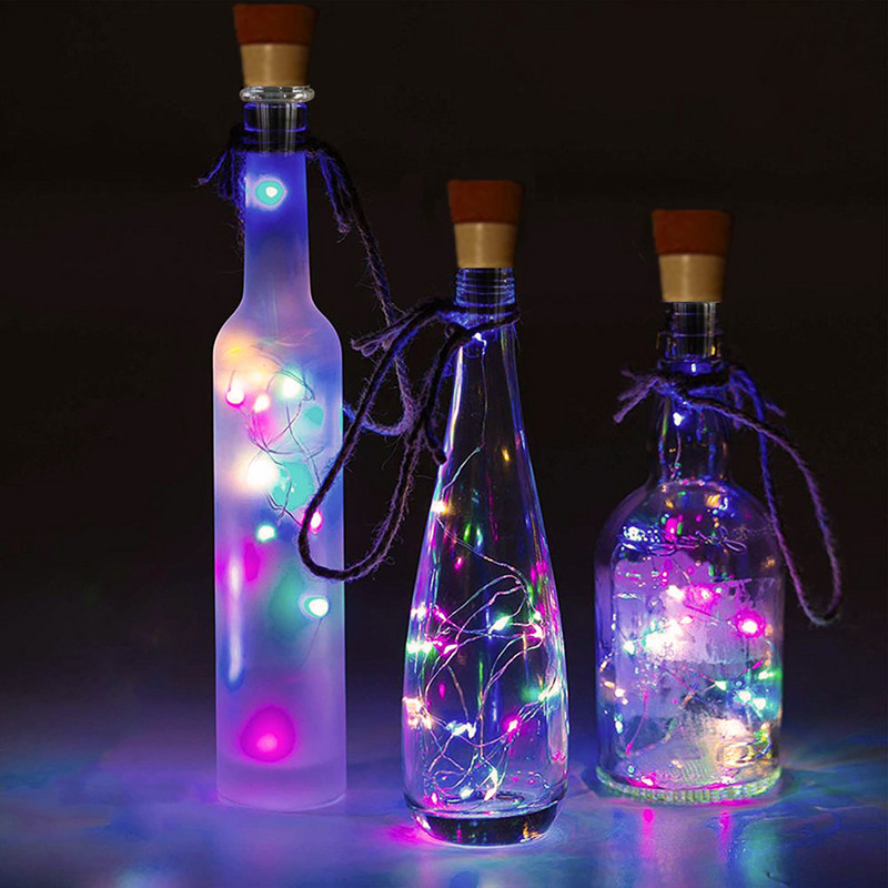 LED vīna pudeļu apgaismojums ar korķi, USB uzlādējams vīna pudeļu apgaismojums 2M 20 LED korķa gaismas vara stieple DIY zvaigžņotās pasaku gaismas