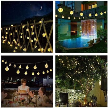 String Light Solar LED Lights Outdoor Crystal Bubble Ball Globe 8 Modes Αδιάβροχο φωτιστικό για Χριστουγεννιάτικη διακόσμηση πάρτι κήπου