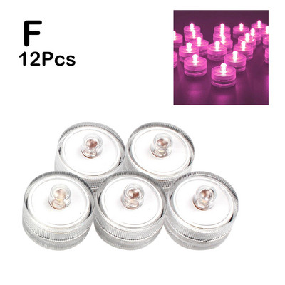 12db/tétel Vízálló merülő mini LED lámpák Tealámpa víz alatti LED gyertya lámpa akváriumi esküvői parti váza dekorációhoz