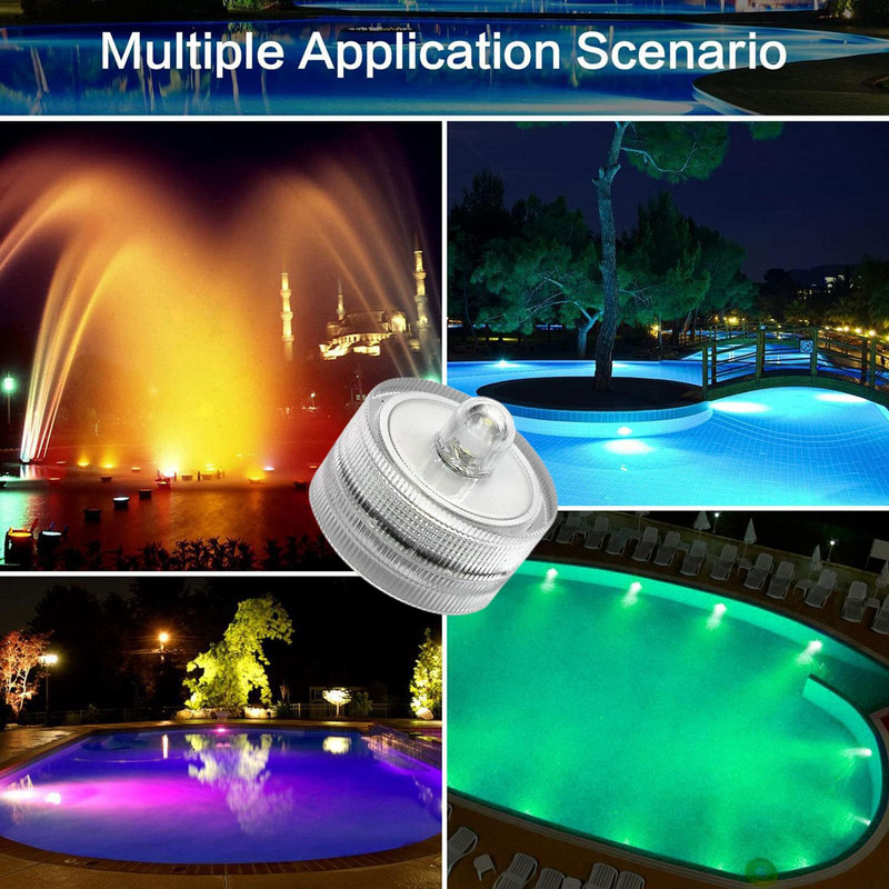 12db/tétel Vízálló merülő mini LED lámpák Tealámpa víz alatti LED gyertya lámpa akváriumi esküvői parti váza dekorációhoz