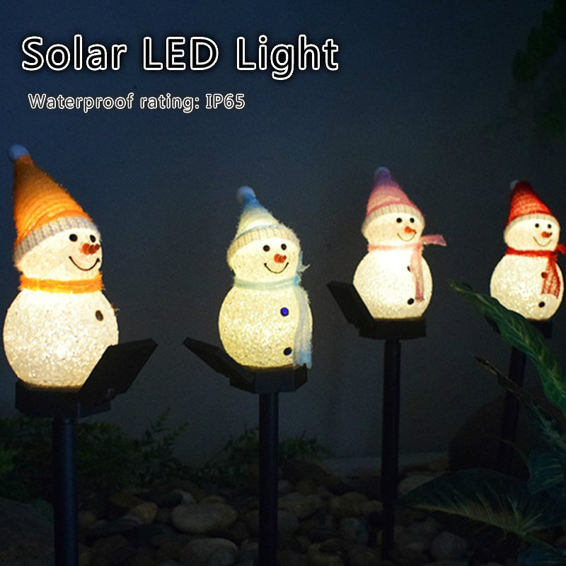 Karácsonyi táj napelemes fénydekoráció rajzfilm hóember gyepfény kültéri kerti világítás napelemes fény kreatív LED földi lámpa